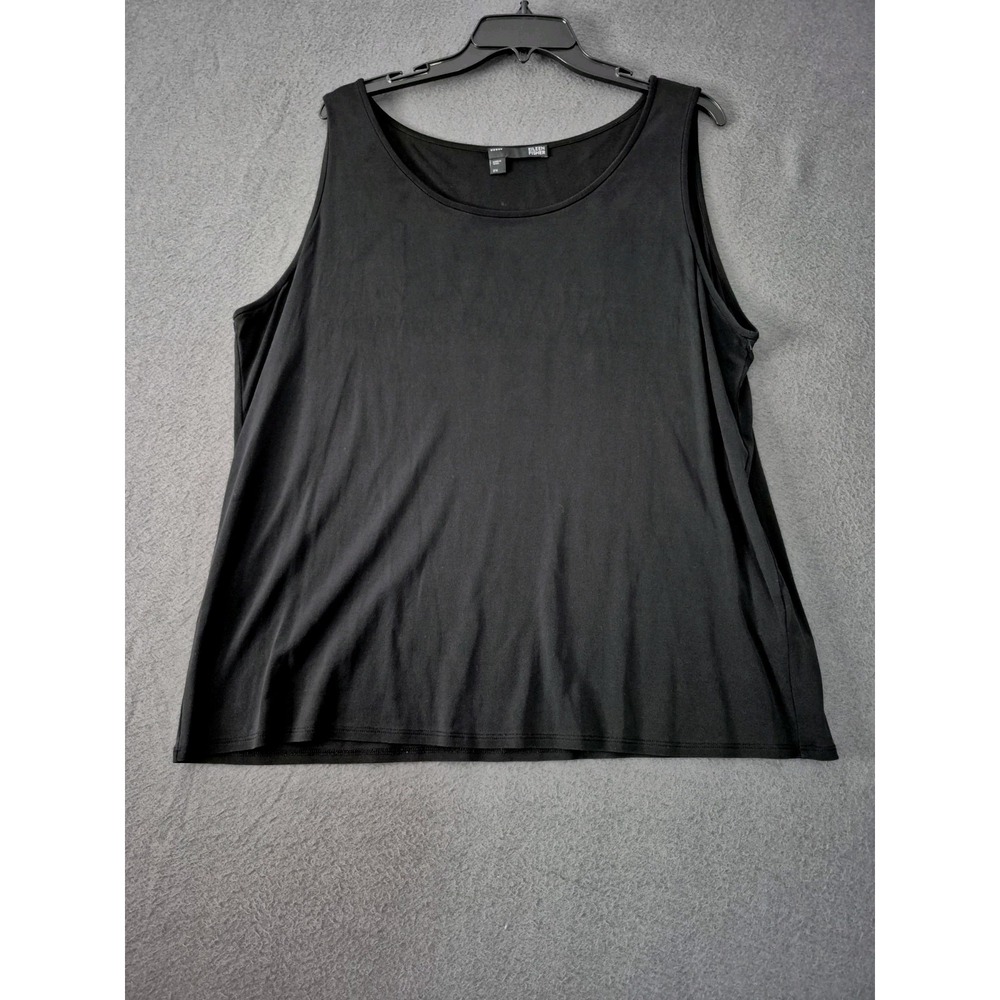 Eileen Fisher Woman's Plus Size 2X Silk Tank Black Scoop Neck Closet Essential